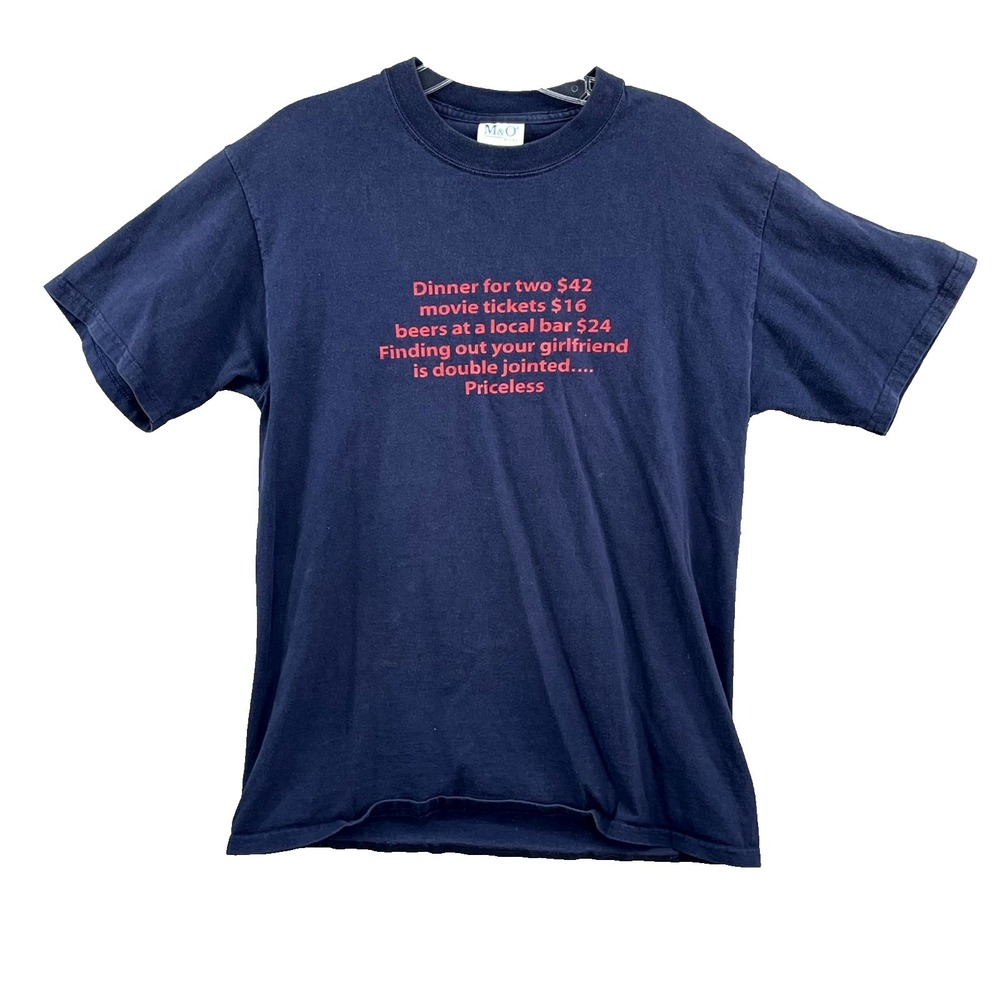 Vintage M&O Knits T Shirt Mens‎ Medium Graphic Print Retro Skate Y2k Streetwear
